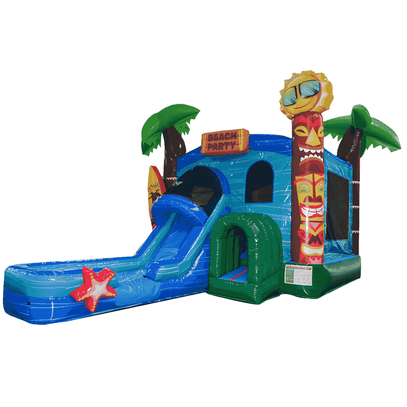 beach party tropical inflatable bounce house with water slide commercial