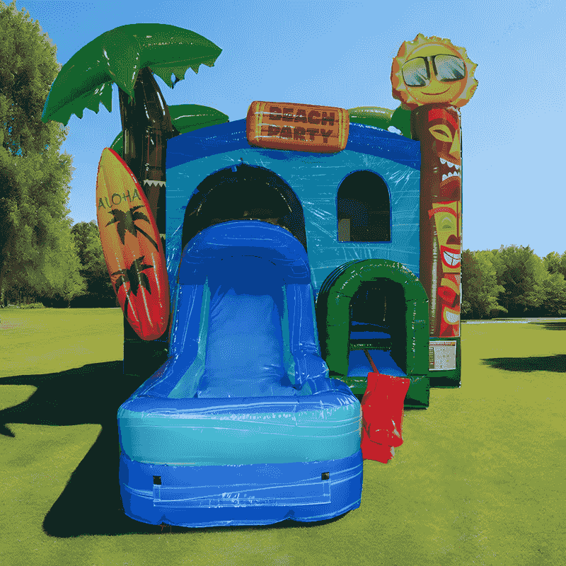 beach party tropical inflatable bounce house with water slide commercial - Image 4