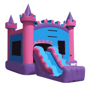 pink purple blue princess castle inflatable bounce house with slide commercial grade