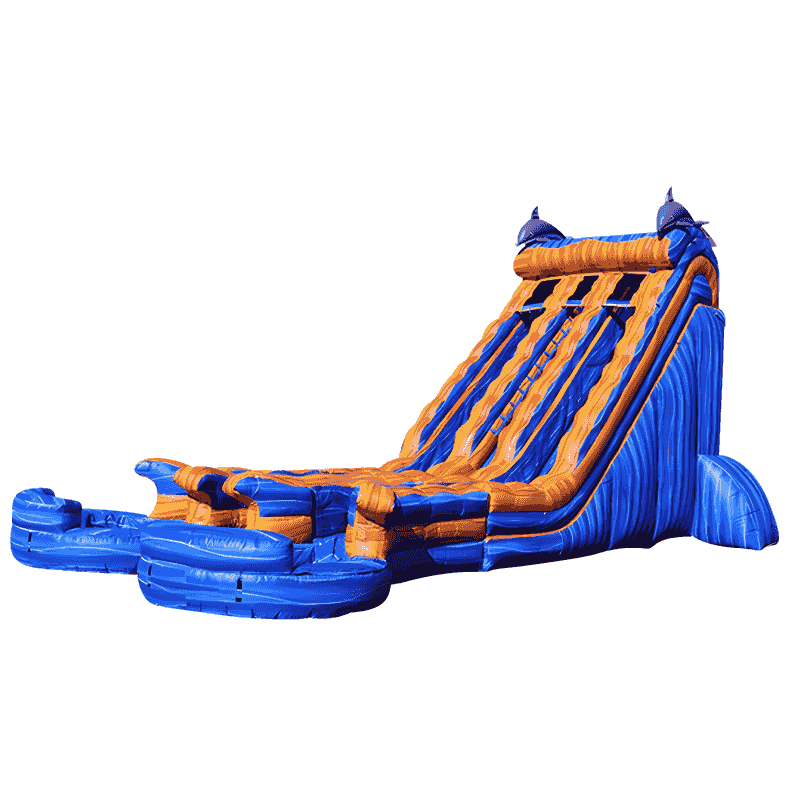 triple-lane-shark-inflatable-water-slide-blue-orange-commercial-grade