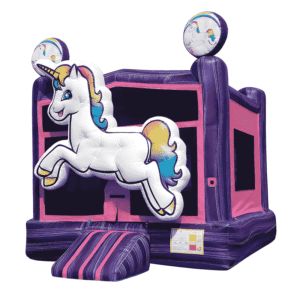 rainbow unicorn purple pink inflatable bounce house commercial grade