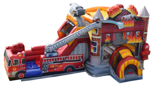 Fireman Bounce House With Wet Slide