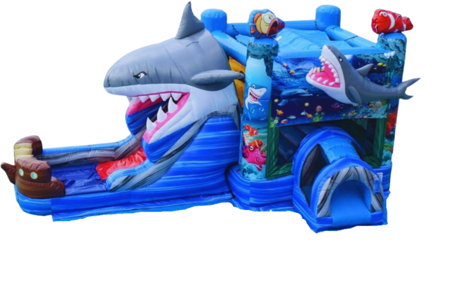 Shark Bounce House with wet Slide