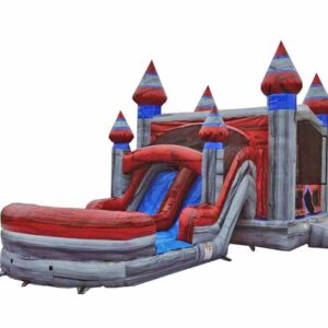 Titanium Bounce House with Dual Lane Wet Slide and basketball hoop