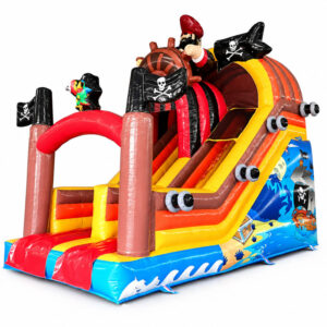 Pirate theme inflatable dry slide with pirate ship artwork, commercial inflatable slide for party rental